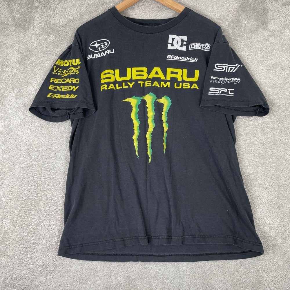 Dc Shoes Subaru Rally Team Dave Mirra Shirt Mens Large Black Monster Energy Y2K